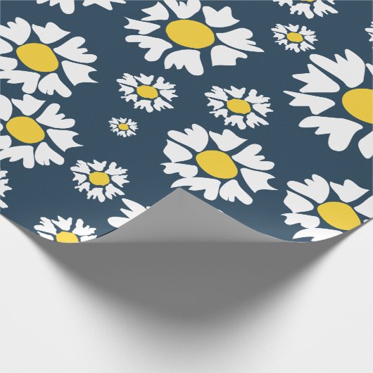 Daisy patroon, bloemenpatroon, witte madeliefjes cadeaupapier (Hoek)