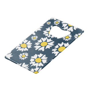 Daisy patroon, bloemenpatroon, witte madeliefjes creditkaart flessenopener