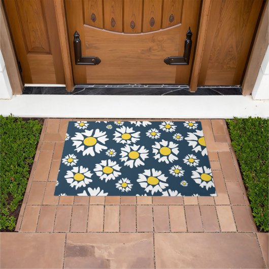Daisy patroon, bloemenpatroon, witte madeliefjes deurmat (Buiten)