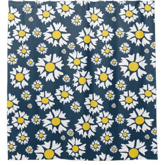Daisy patroon, bloemenpatroon, witte madeliefjes douchegordijn (Voorkant)