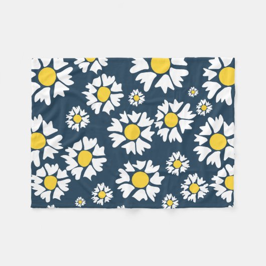 Daisy patroon, bloemenpatroon, witte madeliefjes fleece deken (Voorkant (Horizontaal))