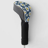 Daisy patroon, bloemenpatroon, witte madeliefjes golfheadcover (Schuin)