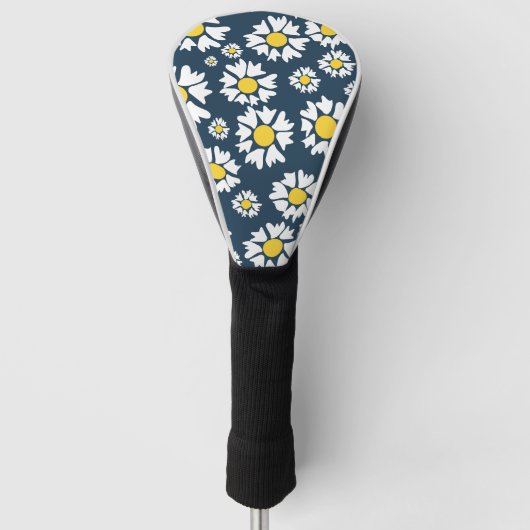 Daisy patroon, bloemenpatroon, witte madeliefjes golfheadcover (Voorkant)