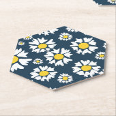 Daisy patroon, bloemenpatroon, witte madeliefjes kartonnen onderzetters (Schuin)