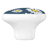 Daisy patroon, bloemenpatroon, witte madeliefjes keramische knop (Zijkant)