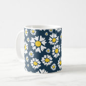 Daisy patroon, bloemenpatroon, witte madeliefjes koffiemok (Voorkant links)