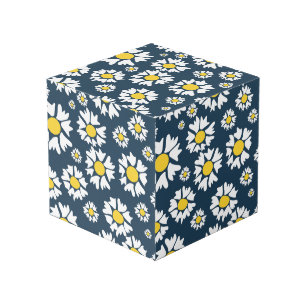 Daisy patroon, bloemenpatroon, witte madeliefjes kubus