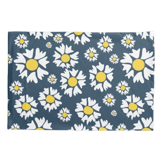 Daisy patroon, bloemenpatroon, witte madeliefjes kussensloop (Achterkant)