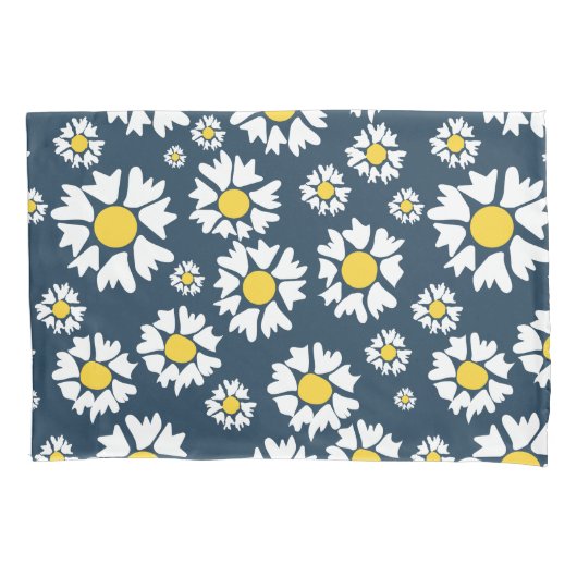 Daisy patroon, bloemenpatroon, witte madeliefjes kussensloop (Voorkant)