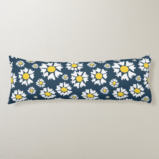 Daisy patroon, bloemenpatroon, witte madeliefjes lichaamskussen (Voorkant)