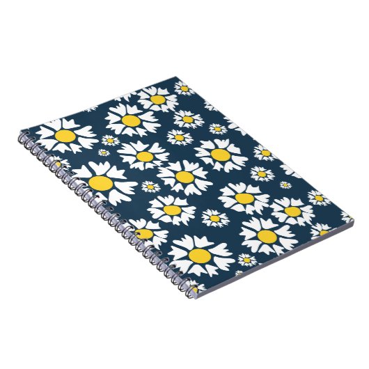 Daisy patroon, bloemenpatroon, witte madeliefjes notitieboek (Rechterzijde)