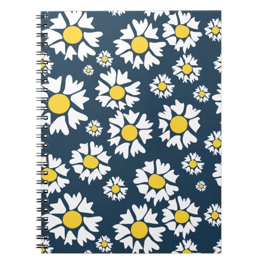 Daisy patroon, bloemenpatroon, witte madeliefjes notitieboek (Voorkant)