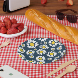 Daisy patroon, bloemenpatroon, witte madeliefjes papieren bordje