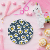 Daisy patroon, bloemenpatroon, witte madeliefjes papieren bordje (Feest)