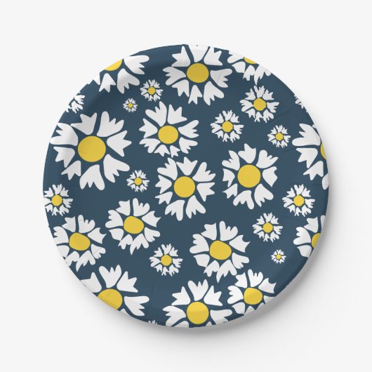 Daisy patroon, bloemenpatroon, witte madeliefjes papieren bordje (Voorkant)