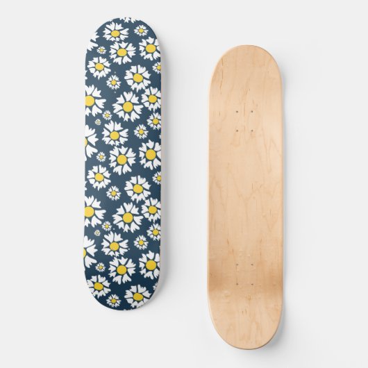 Daisy patroon, bloemenpatroon, witte madeliefjes persoonlijk skateboard (Voorkant)