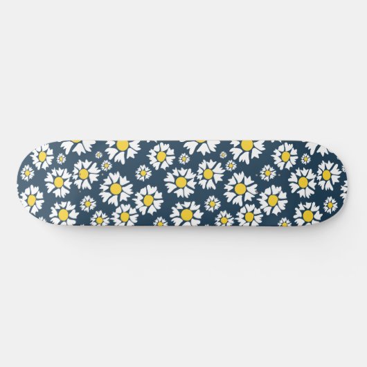 Daisy patroon, bloemenpatroon, witte madeliefjes persoonlijk skateboard (Horizontaal)