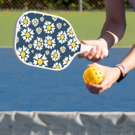 Daisy patroon, bloemenpatroon, witte madeliefjes pickleball paddle