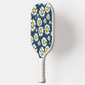 Daisy patroon, bloemenpatroon, witte madeliefjes pickleball paddle (Links)