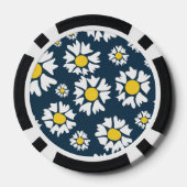 Daisy patroon, bloemenpatroon, witte madeliefjes poker chips (Achterkant)