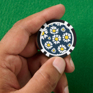 Daisy patroon, bloemenpatroon, witte madeliefjes poker chips