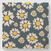 Daisy patroon, bloemenpatroon, witte madeliefjes stenen onderzetter (Voorkant)