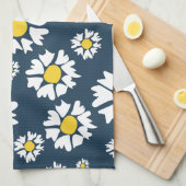 Daisy patroon, bloemenpatroon, witte madeliefjes theedoek (Quarter Fold)