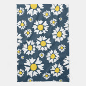 Daisy patroon, bloemenpatroon, witte madeliefjes theedoek (Verticaal)