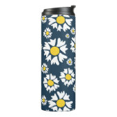 Daisy patroon, bloemenpatroon, witte madeliefjes thermosbeker (Gedraaid links)