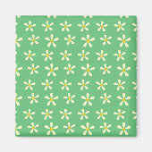 Daisy Patroon Geel & Witte Daisies op Groen Magneet (Voorkant)