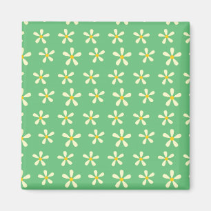 Daisy Patroon Geel & Witte Daisies op Groen Magneet