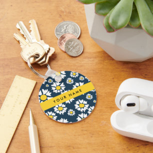 Daisy Patroon, Witte Madeliefjes, Je Naam Sleutelhanger