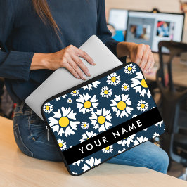 Daisy Patroon, Witte Madeliefjes, Uw Naam Laptop Sleeve