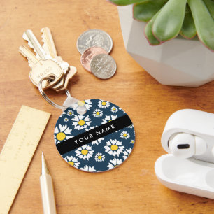 Daisy Patroon, Witte Madeliefjes, Uw Naam Sleutelhanger