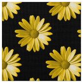 Daisy Pattern - Amber op Black Fabric Stof (Close Up)