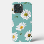 Daisy Pattern, Blauwgroen achtergrond, Case-Mate iPhone Case (Achterkant)