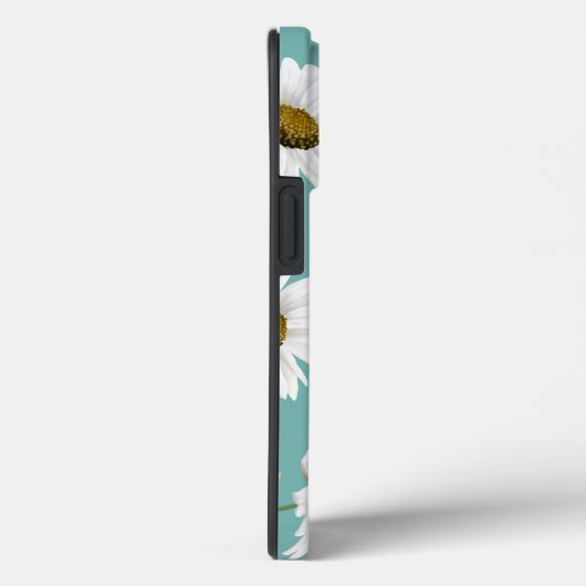 Daisy Pattern, Blauwgroen achtergrond, Case-Mate iPhone Case (Achterkant / Rechts)