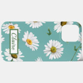 Daisy Pattern, Blauwgroen achtergrond, persoonlijk Case-Mate iPhone Case (Achterkant (horizontaal))