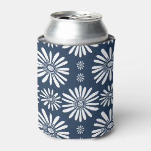 Daisy Pattern Blue White Blikjeskoeler