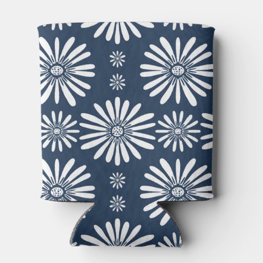 Daisy Pattern Blue White Blikjeskoeler (Achterkant)