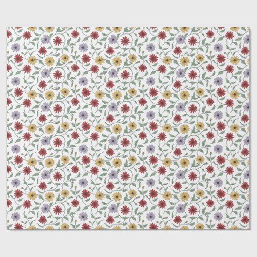 Daisy Pattern Doodle Pen and Ink Style Cadeaupapier (Vlak)