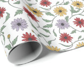 Daisy Pattern Doodle Pen and Ink Style Cadeaupapier (Rol Hoek)