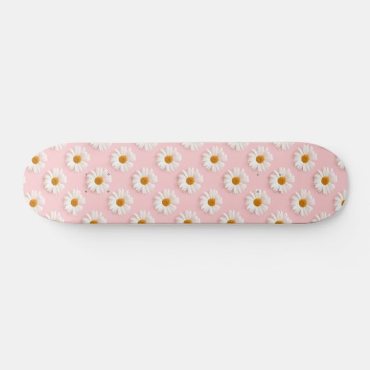 Daisy Pattern Floral White Daisies Pink Persoonlijk Skateboard (Horizontaal)