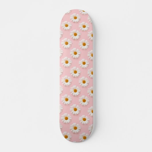 Daisy Pattern Floral White Daisies Pink Persoonlijk Skateboard (Voorkant)