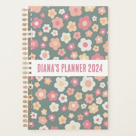 Daisy Pattern Flowers Blooms Floral Cute CUSTOM Planner (Voorkant)