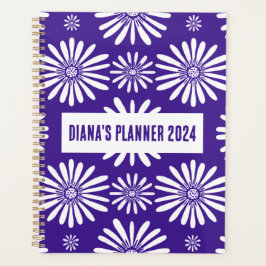 Daisy Pattern Flowers Blooms Floral Paars CUSTOM Planner