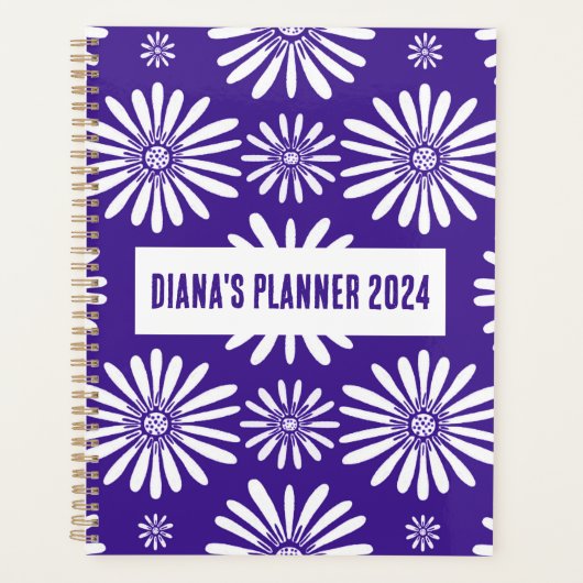 Daisy Pattern Flowers Blooms Floral Paars CUSTOM Planner (Voorkant)