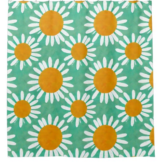 Daisy Pattern Folk Art geïnspireerd Douchegordijn (Voorkant)