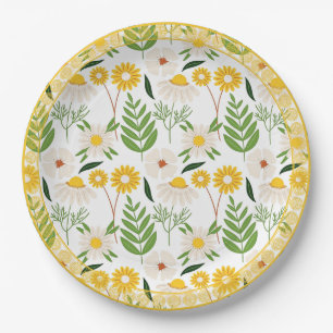 Daisy Pattern, Golden Trim, Papieren Bordje