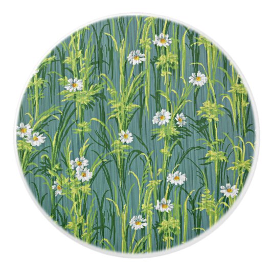 Daisy Pattern, green pattern, Keramische Knop (Voorkant)